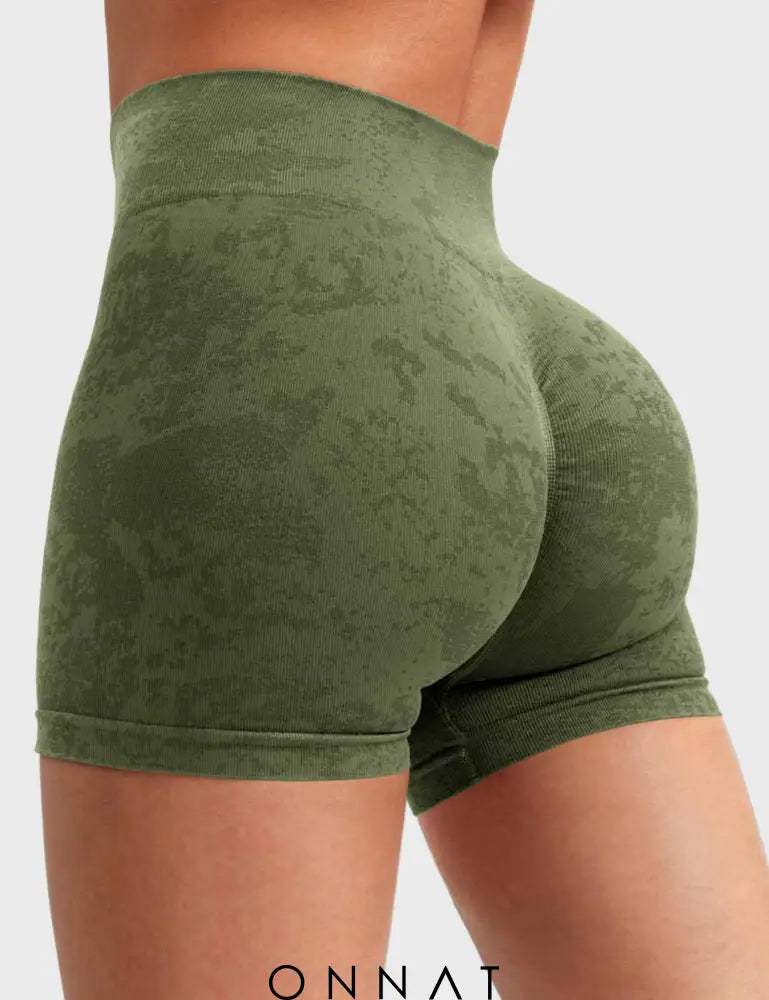 Onnat Snowy Seamless Shorts Olive Green / Xs