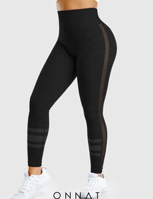 Onnat Stripe Mesh Leggings Black / S