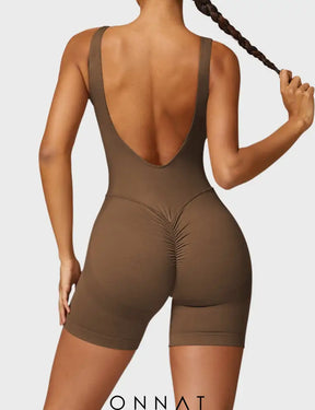 Onnat Swanky Seamless Jumpsuit Romper / Brown S Jumpsuits