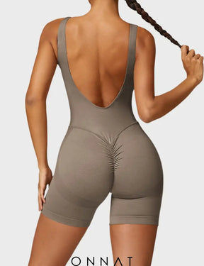 Onnat Swanky Seamless Jumpsuit Romper / Light Brown S Jumpsuits