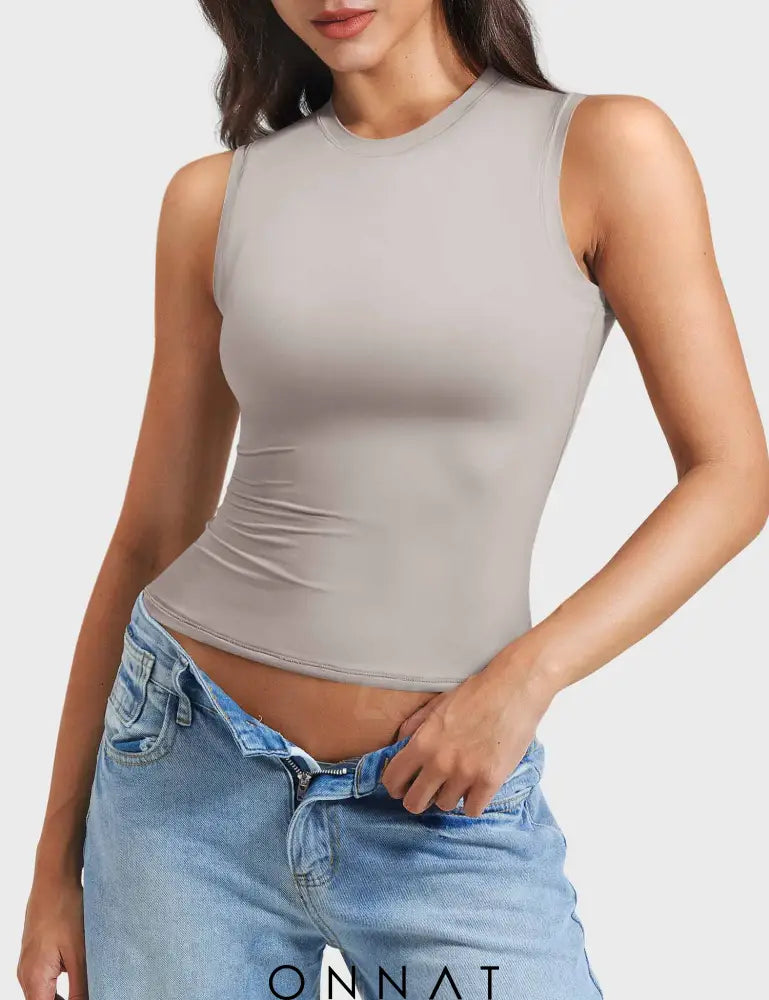 Onnat Sweeney Mock Neck Tank Silver Grey / Xs Tops