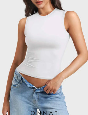 Onnat Sweeney Mock Neck Tank White / Xs Tops