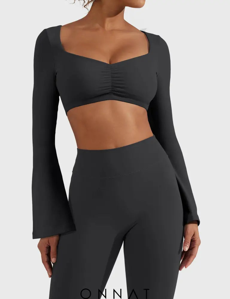 Onnat Sweety Long Sleeves Crop Top Black / S Tops