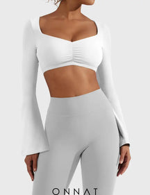 Onnat Sweety Long Sleeves Crop Top White / S Tops