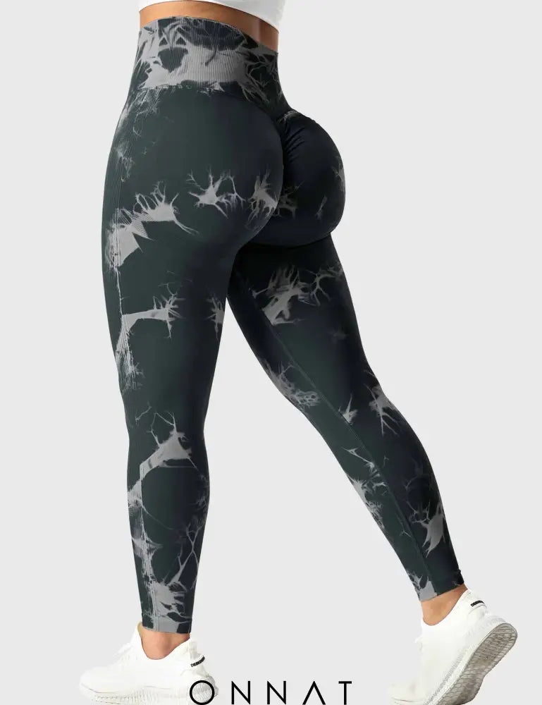 Onnat Tie Dye Seamless Leggings Black / S