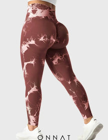 Onnat Tie Dye Seamless Leggings Red / S