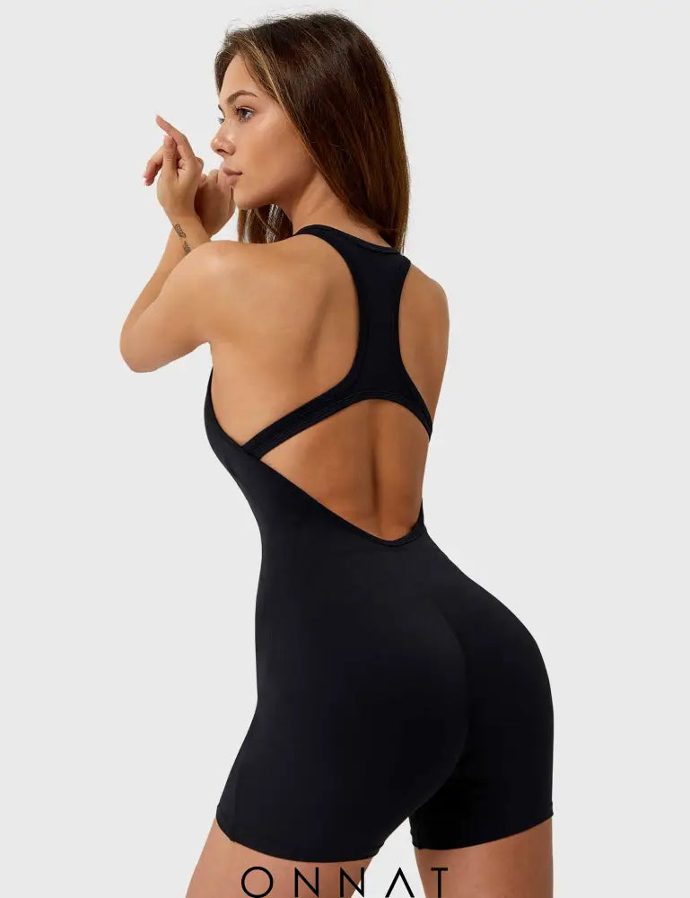 Onnat U-Neck Backless Romper Jumpsuits