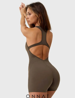 Onnat U-Neck Backless Romper Jumpsuits