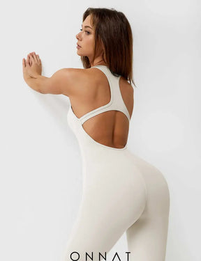 Onnat U-Neck One-Piece Backless Jumpsuit Jumpsuits