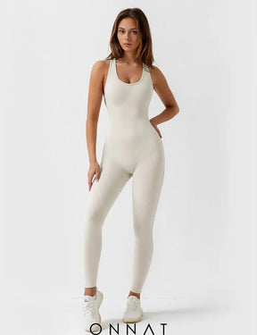 Onnat U-Neck One-Piece Backless Jumpsuit Jumpsuits