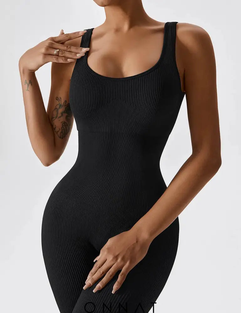 Onnat U-Neck Seamless Jumpsuit Jumpsuits