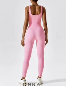 Onnat U-Neck Seamless Jumpsuit Pink / S Jumpsuits