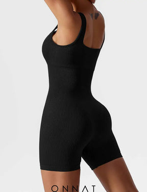 Onnat U-Neck Seamless Romper Black / S Jumpsuits