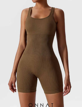 Onnat U-Neck Seamless Romper Jumpsuits