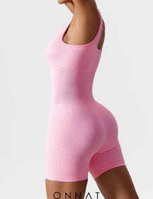 Onnat U-Neck Seamless Romper Pink / S Jumpsuits