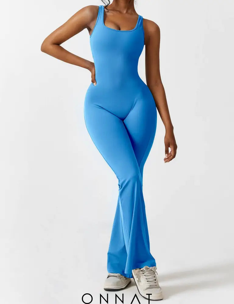 Onnat V-Back Flared Jumpsuit Jumpsuits