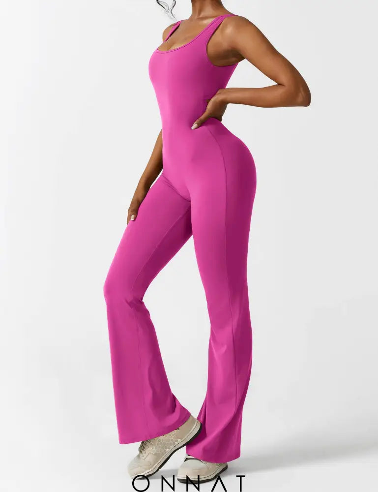 Onnat V-Back Flared Jumpsuit Jumpsuits