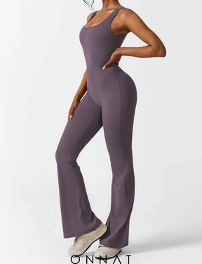 Onnat V-Back Flared Jumpsuit Jumpsuits