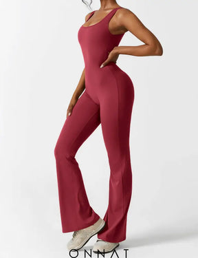 Onnat V-Back Flared Jumpsuit Jumpsuits