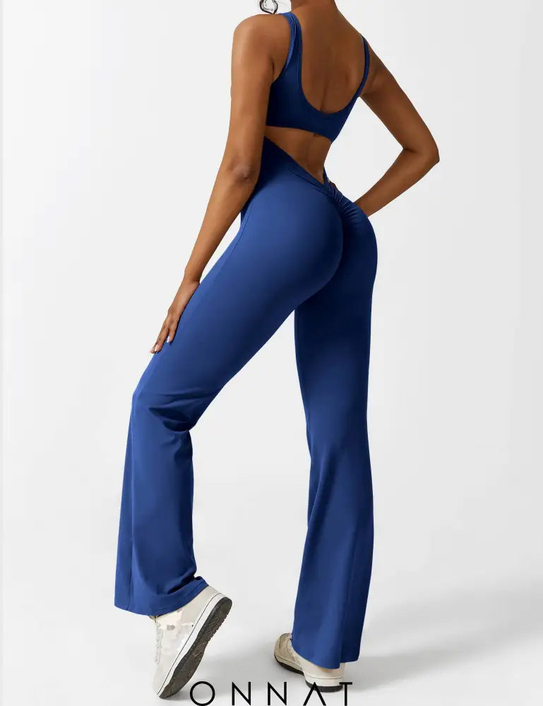 Onnat V-Back Flared Jumpsuit Jumpsuits