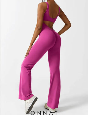 Onnat V-Back Flared Jumpsuit Jumpsuits