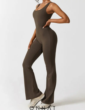 Onnat V-Back Flared Jumpsuit Jumpsuits