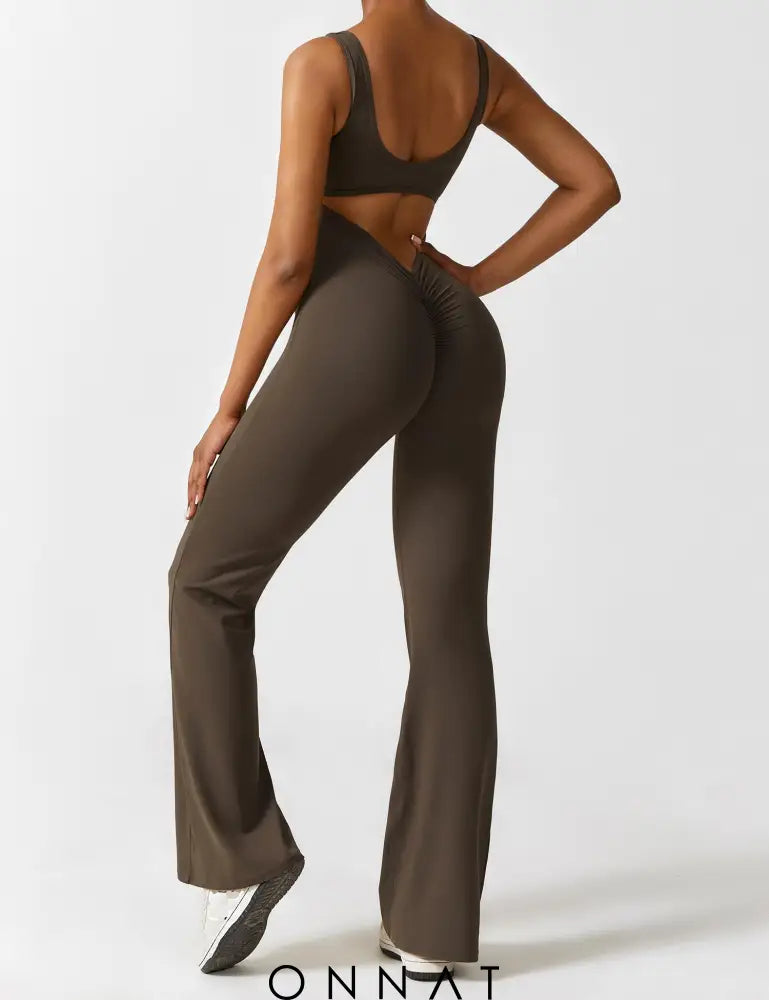 Onnat V-Back Flared Jumpsuit Jumpsuits