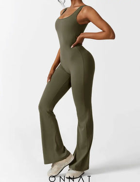 Onnat V-Back Flared Jumpsuit Jumpsuits