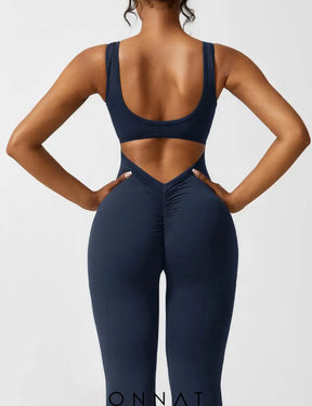 Onnat V-Back Flared Jumpsuit Jumpsuits