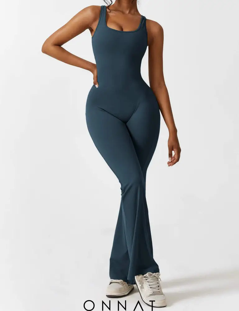 Onnat V-Back Flared Jumpsuit Jumpsuits