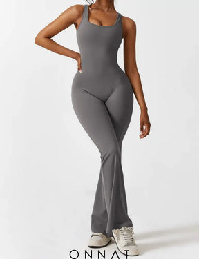 Onnat V-Back Flared Jumpsuit Jumpsuits