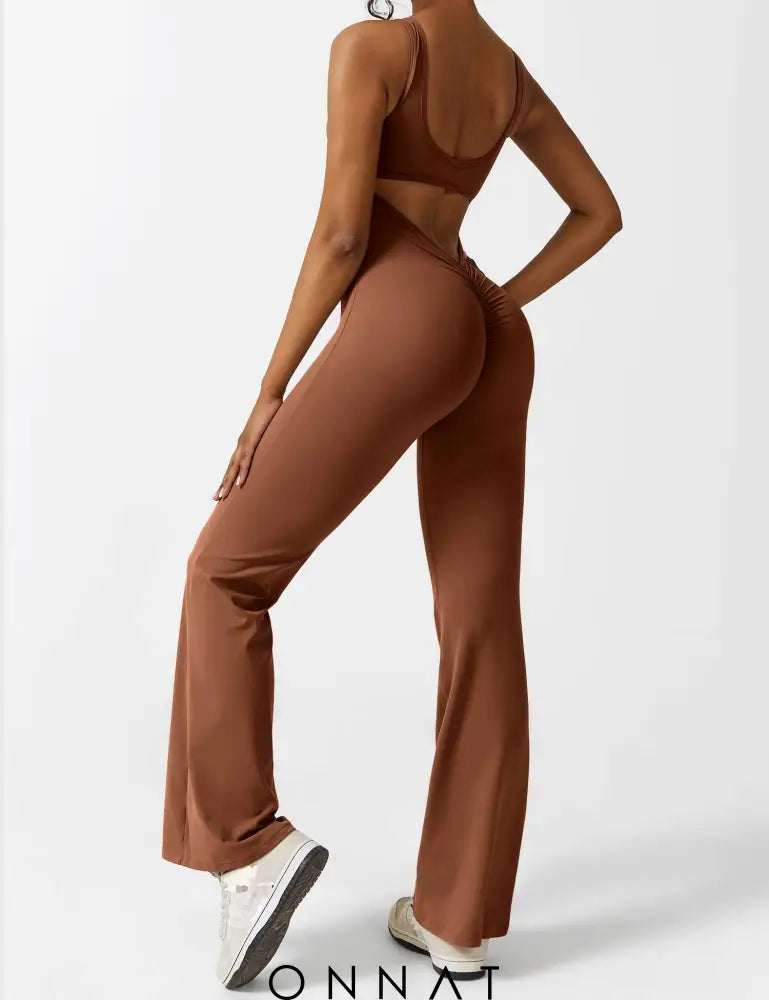 Onnat V-Back Flared Jumpsuit Jumpsuits