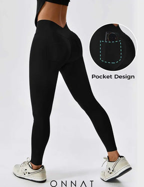 Onnat V Cross Pockets Leggings Black / S