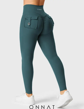 Onnat V-Waistband Charm Leggings Blue Green / Xs