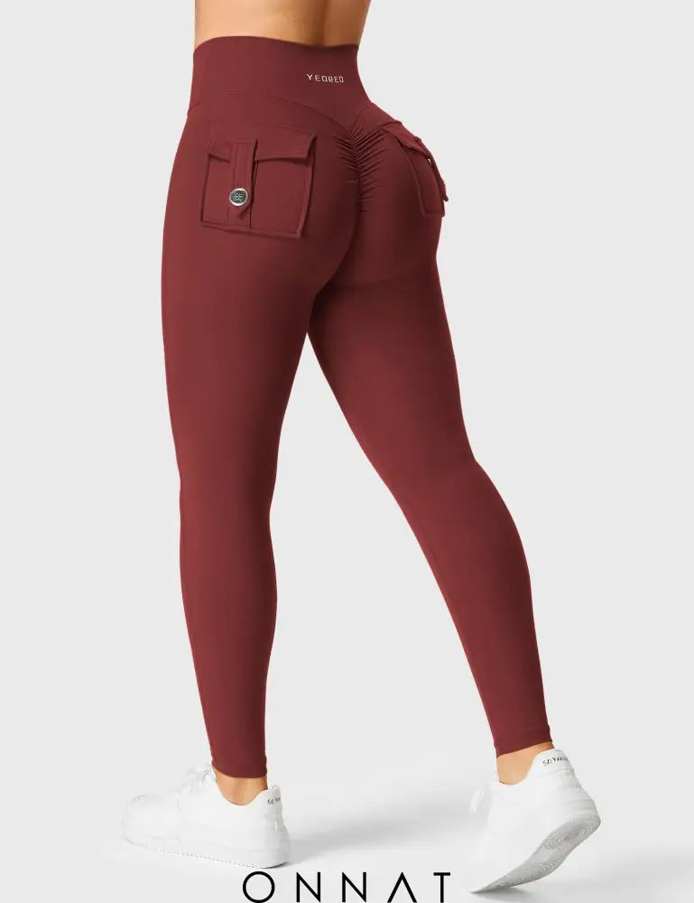 Onnat V-Waistband Charm Leggings Burgundy / Xs