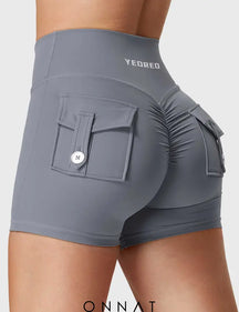 Onnat V-Waistband Charm Shorts Blue Grey / Xs