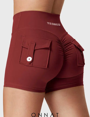 Onnat V-Waistband Charm Shorts Burgundy / Xs