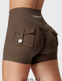 Onnat V-Waistband Charm Shorts Coffee / Xs