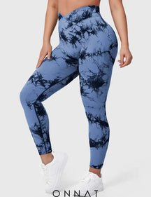 Onnat V-Waistband Tie Dye Leggings Dark Blue / S