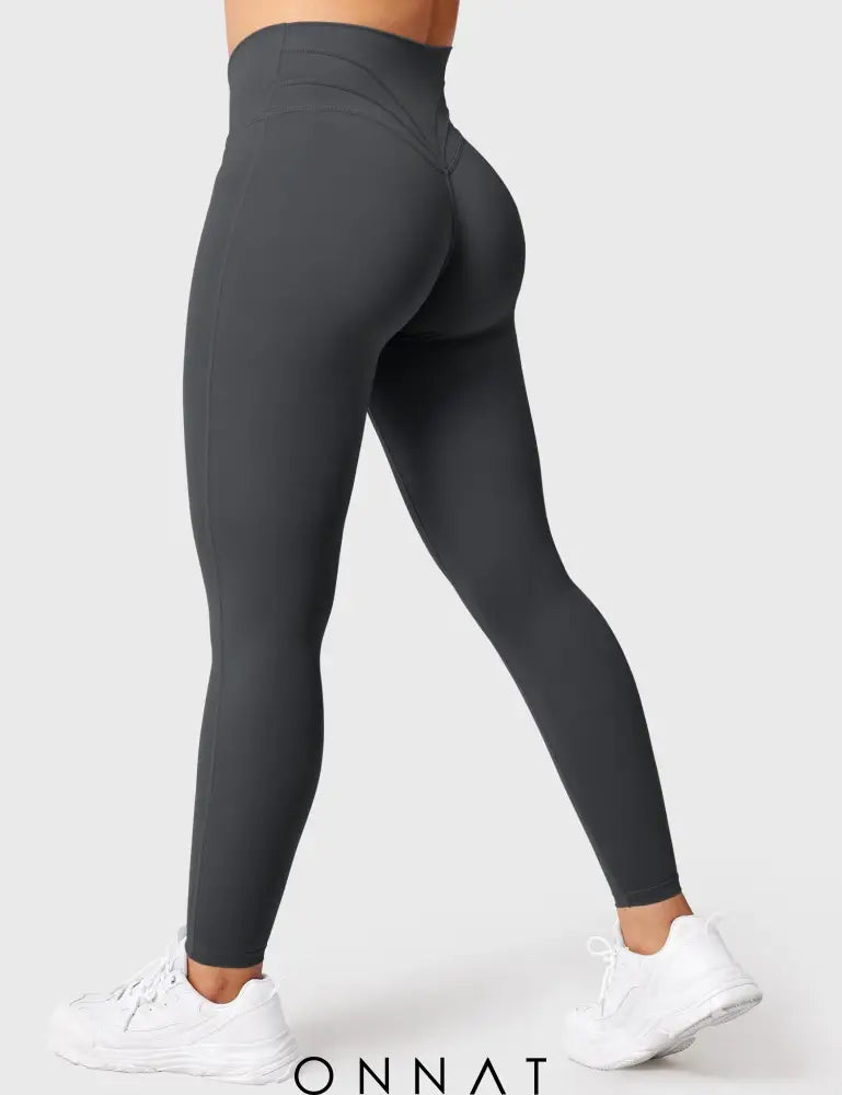 Onnat V-Waistband Workout Leggings Dark Grey / S