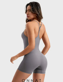 Onnat Vais U-Neck Romper Grey / S Jumpsuits