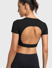 Onnat Vanessa Open Back Short Sleeves Black / Xs Tops