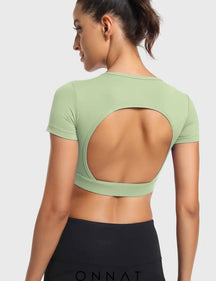 Onnat Vanessa Open Back Short Sleeves Light Green / Xs Tops