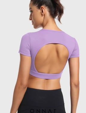 Onnat Vanessa Open Back Short Sleeves Light Purple / Xs Tops