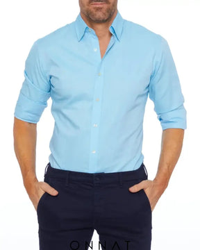 Oxford Stretch Zip Shirt Light Blue / Xs Menswear