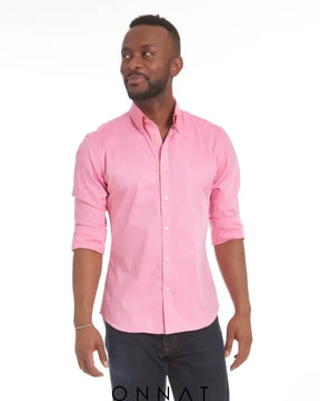 Oxford Stretch Zip Shirt Pink / Xs Menswear