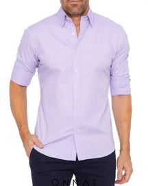 Oxford Stretch Zip Shirt Purple / Xs Menswear