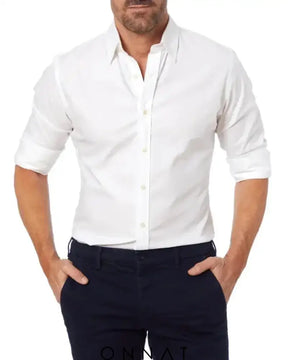 Oxford Stretch Zip Shirt White / Xs Menswear