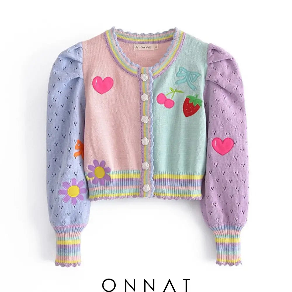 Pastel Embroidery Knit Cadigan And Sweatpants Cardigan / M Women’s Sets