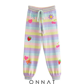 Pastel Embroidery Knit Cadigan And Sweatpants / M Women’s Sets